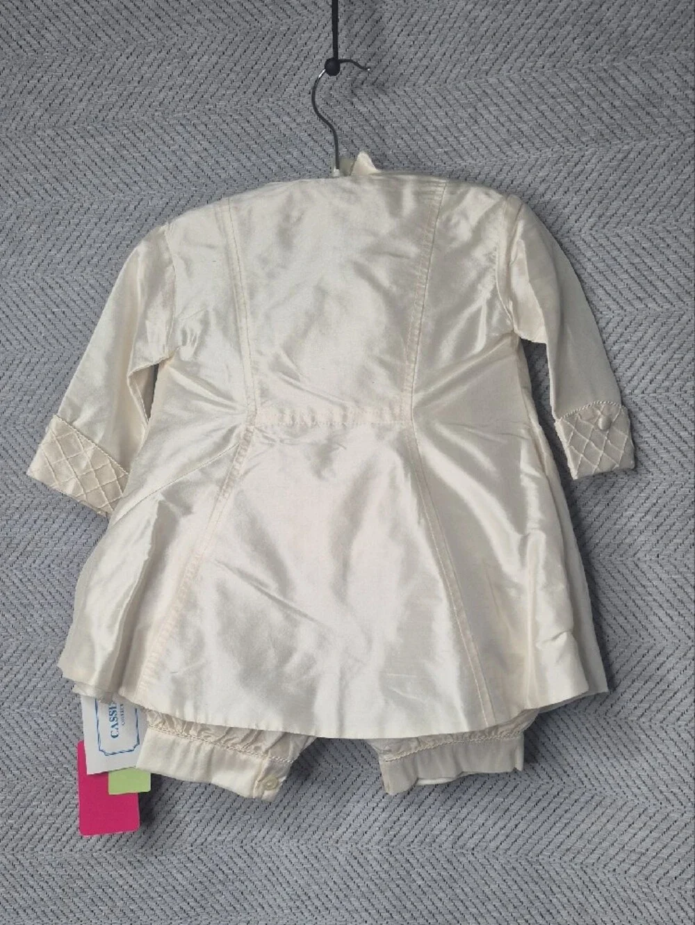 NWT Vintage Rare Cassiani 100% Silk Boys Heirloom Christening Baptism Set XS